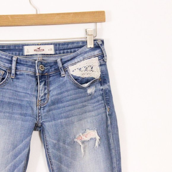 *Hollister Lace Embroidering Medium Wash Skinny Jeans - Picture 2 of 5